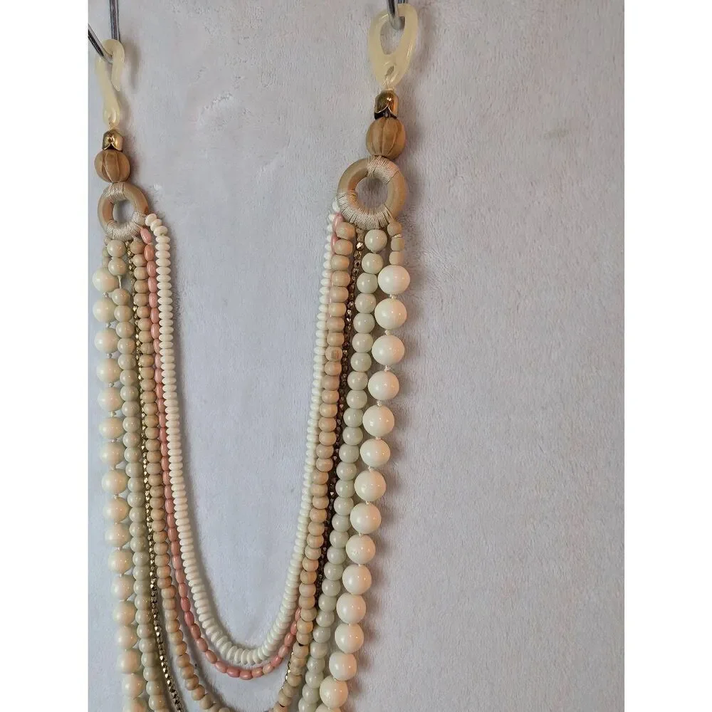 *Layered cream bead statement necklace - Picture 2 of 5